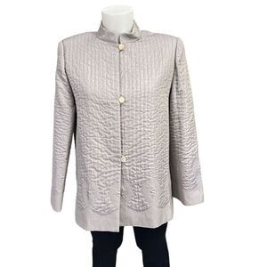 MaxMara Vintage Mandarin Collar‎ Silk Wool Blend Blazer in Light Mauve sz 8
